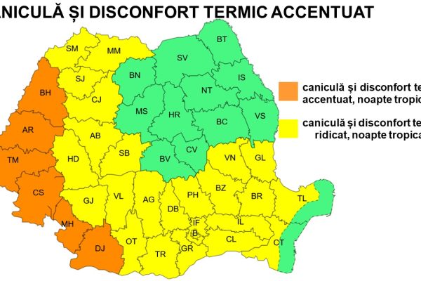 Cod Galben și Portocaliu de caniculă: temperaturi de până la 39°C în următoarele zile