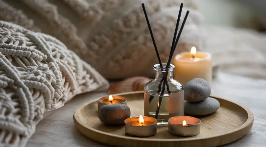 Odorizant de cameră și lumânări parfumate, arome pentru o atmosferă relaxantă